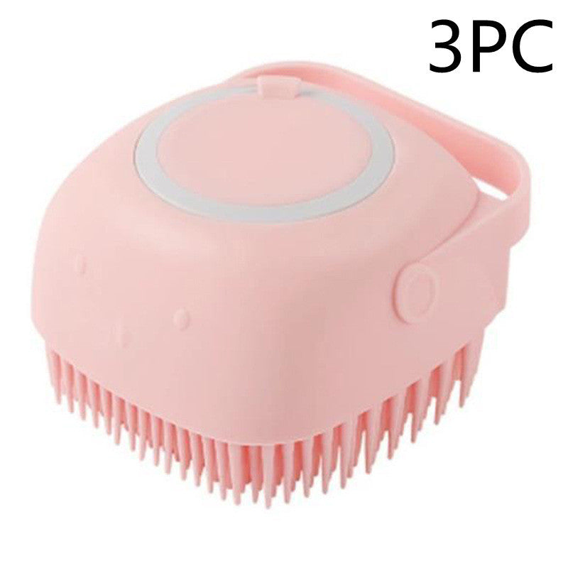 Silicone Dog Bath Brush 2-in-1 Grooming & Shampoo Dispenser