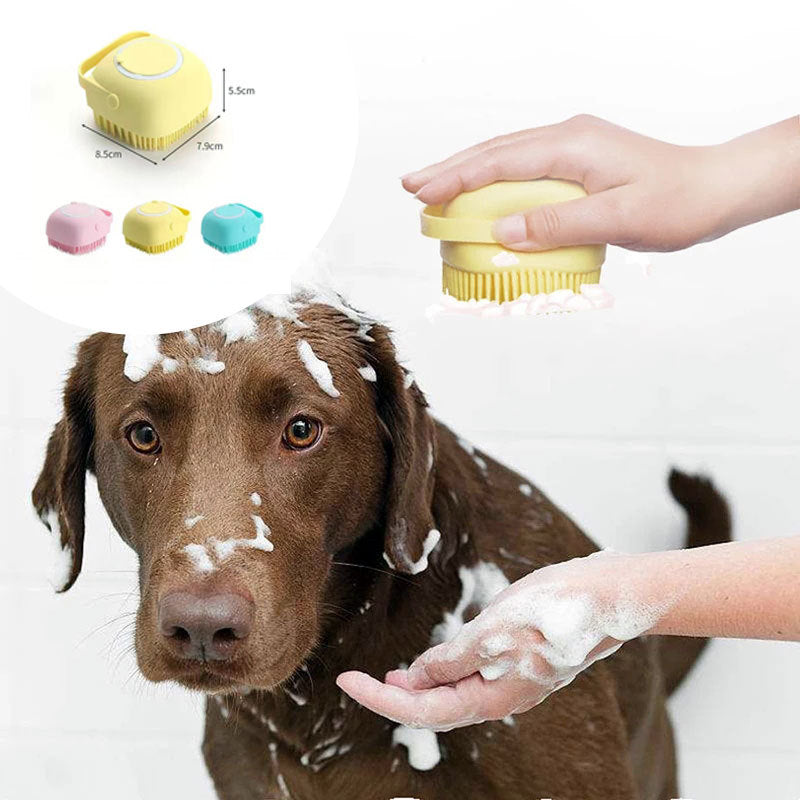 Silicone Dog Bath Brush 2-in-1 Grooming & Shampoo Dispenser